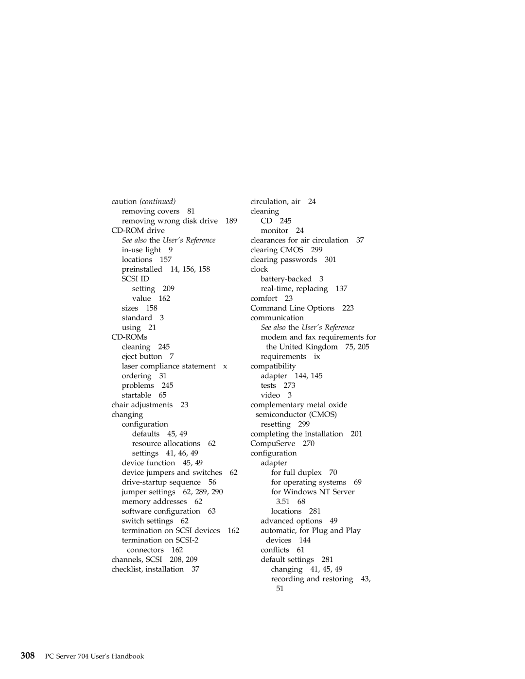 IBM 704 manual Scsi ID, See also the Users Reference modem and fax requirements for 