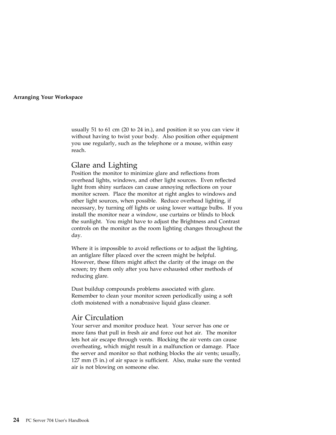 IBM 704 manual Glare and Lighting, Air Circulation 