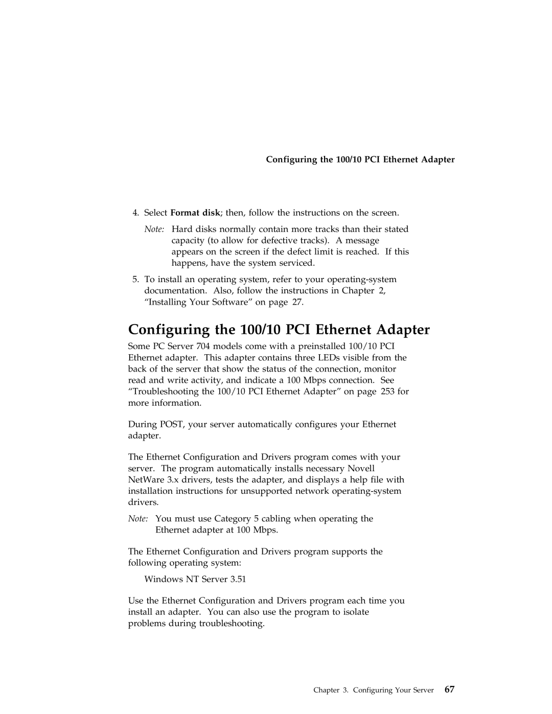 IBM 704 manual Configuring the 100/10 PCI Ethernet Adapter 