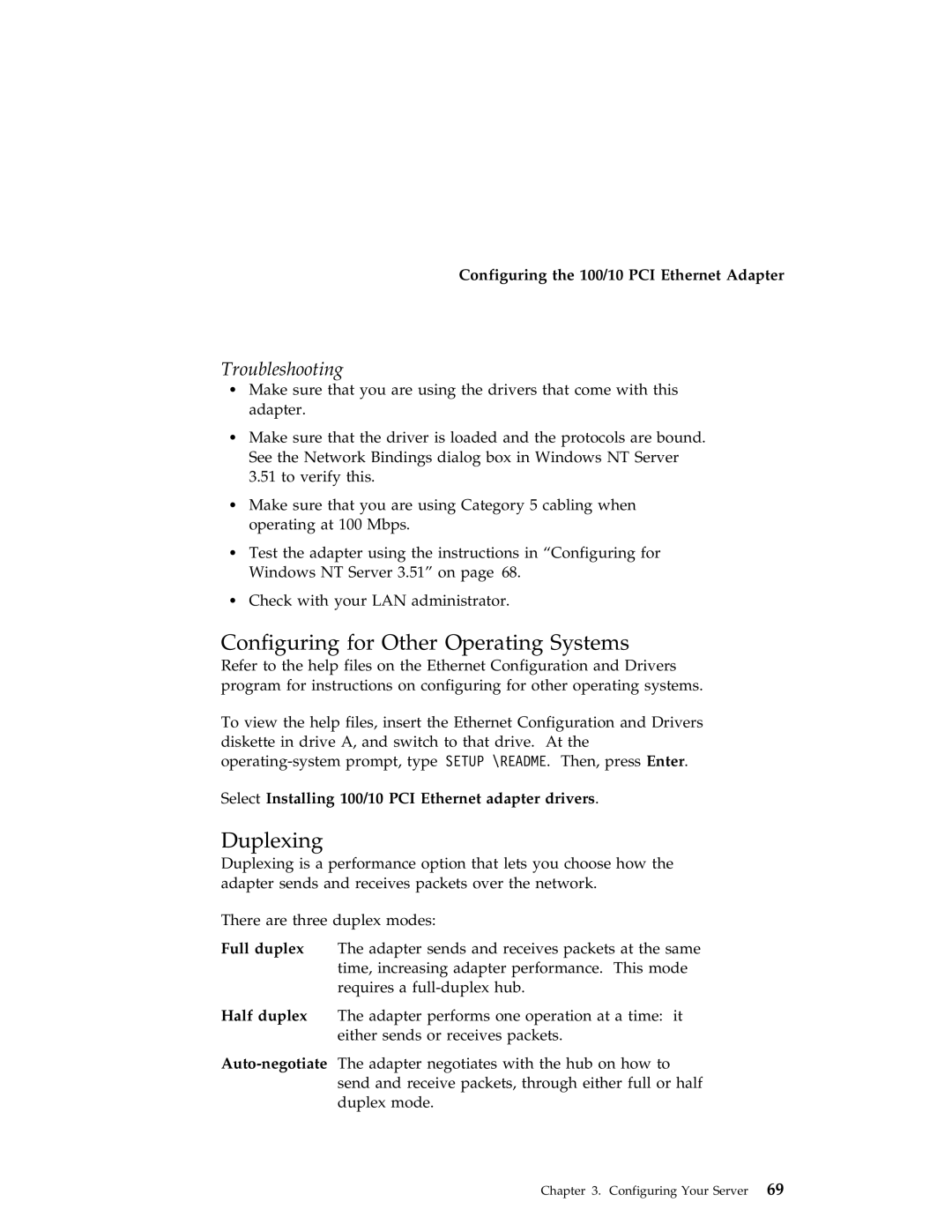 IBM 704 manual Configuring for Other Operating Systems, Duplexing, Troubleshooting 