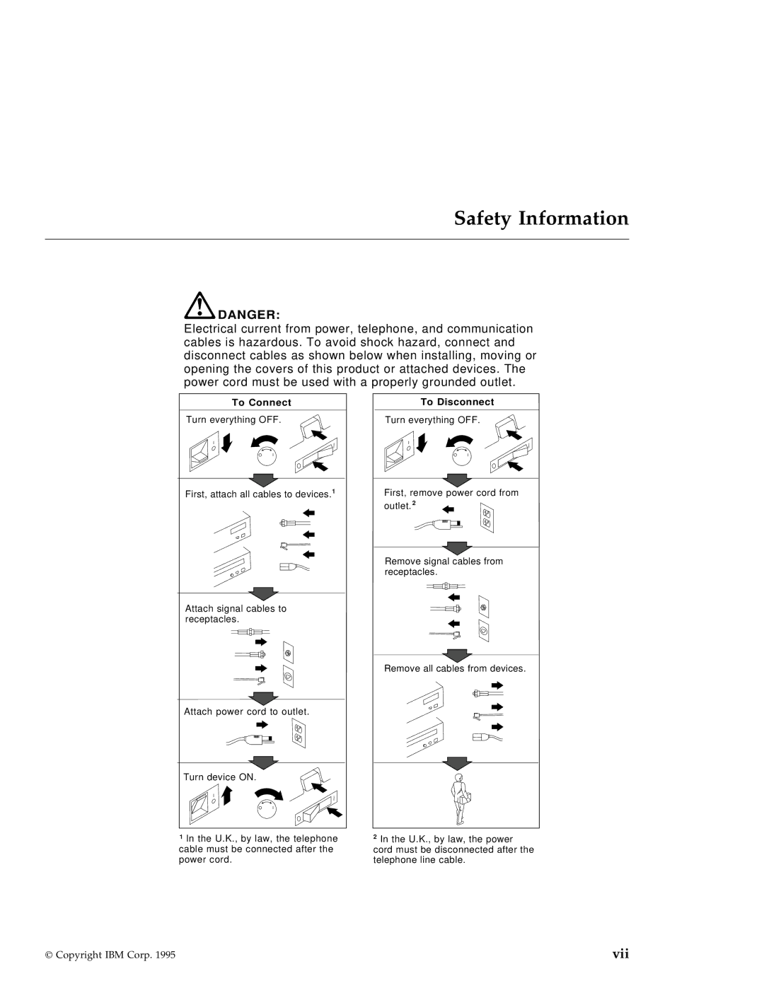 IBM 704 manual Safety Information, To Connect To Disconnect Turn everything OFF 