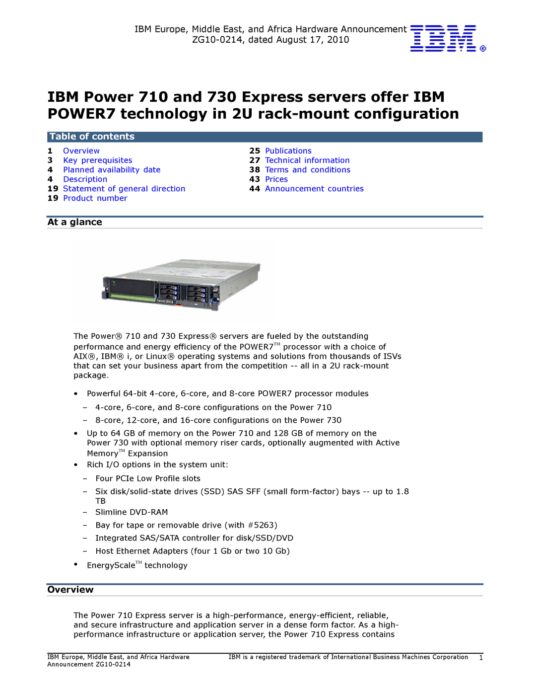 IBM 730, 710 manual Table of contents 