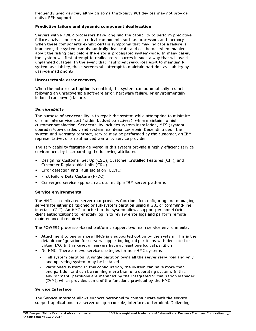 IBM 710, 730 manual Serviceability, Service Interface 