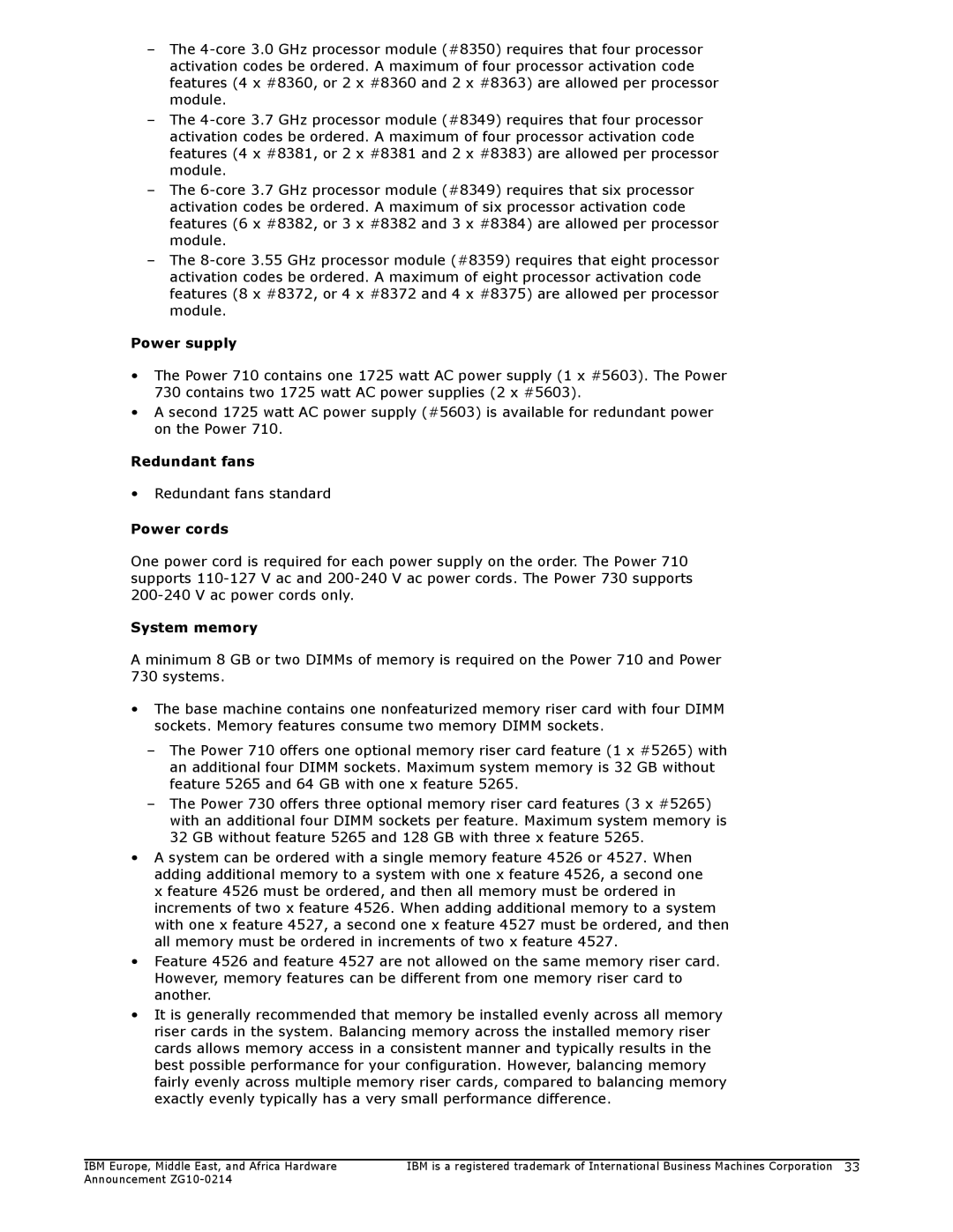 IBM 730, 710 manual IBM Europe, Middle East, and Africa Hardware 