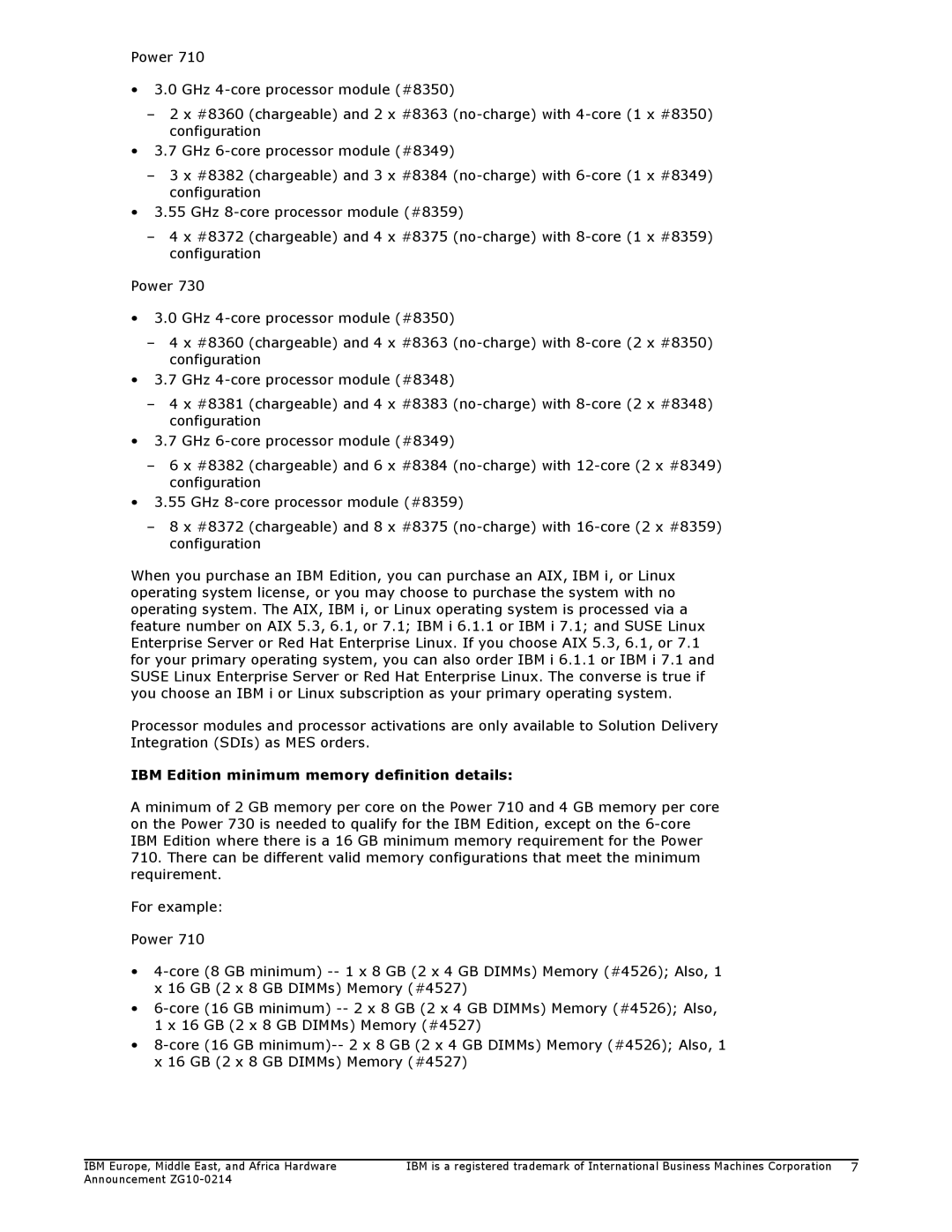 IBM 730, 710 manual IBM Europe, Middle East, and Africa Hardware 