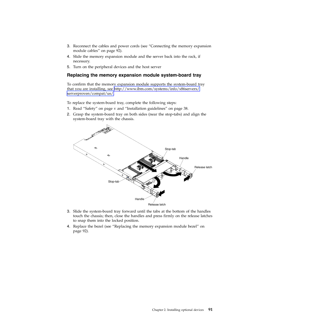 IBM 71453RU manual Replacing the memory expansion module system-board tray 