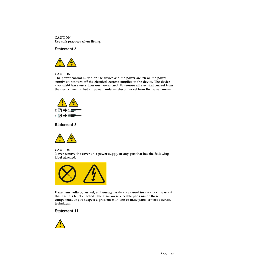 IBM 71453RU manual Use safe practices when lifting 