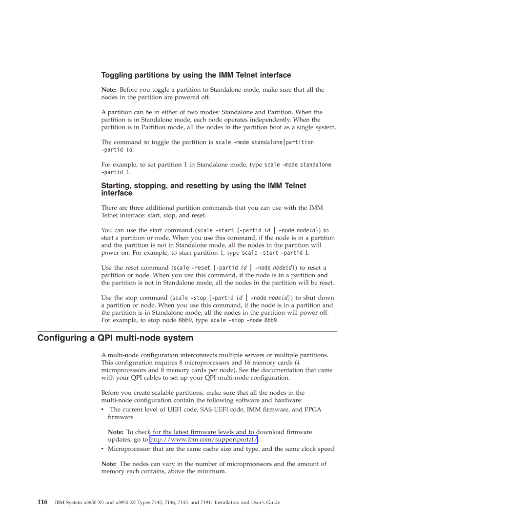 IBM 71453RU manual Configuring a QPI multi-node system, Toggling partitions by using the IMM Telnet interface 