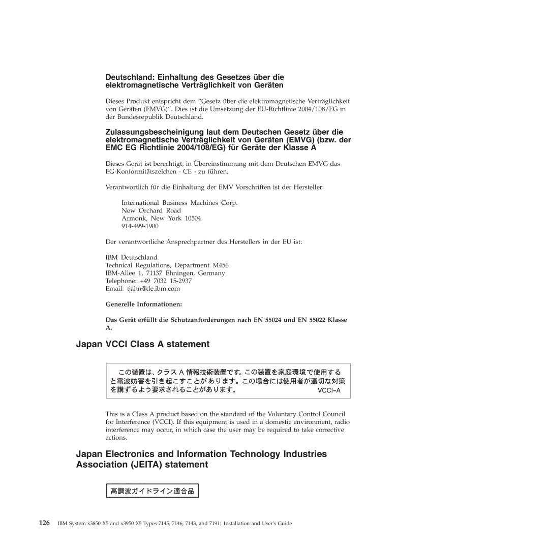 IBM 71453RU manual Japan Vcci Class a statement 