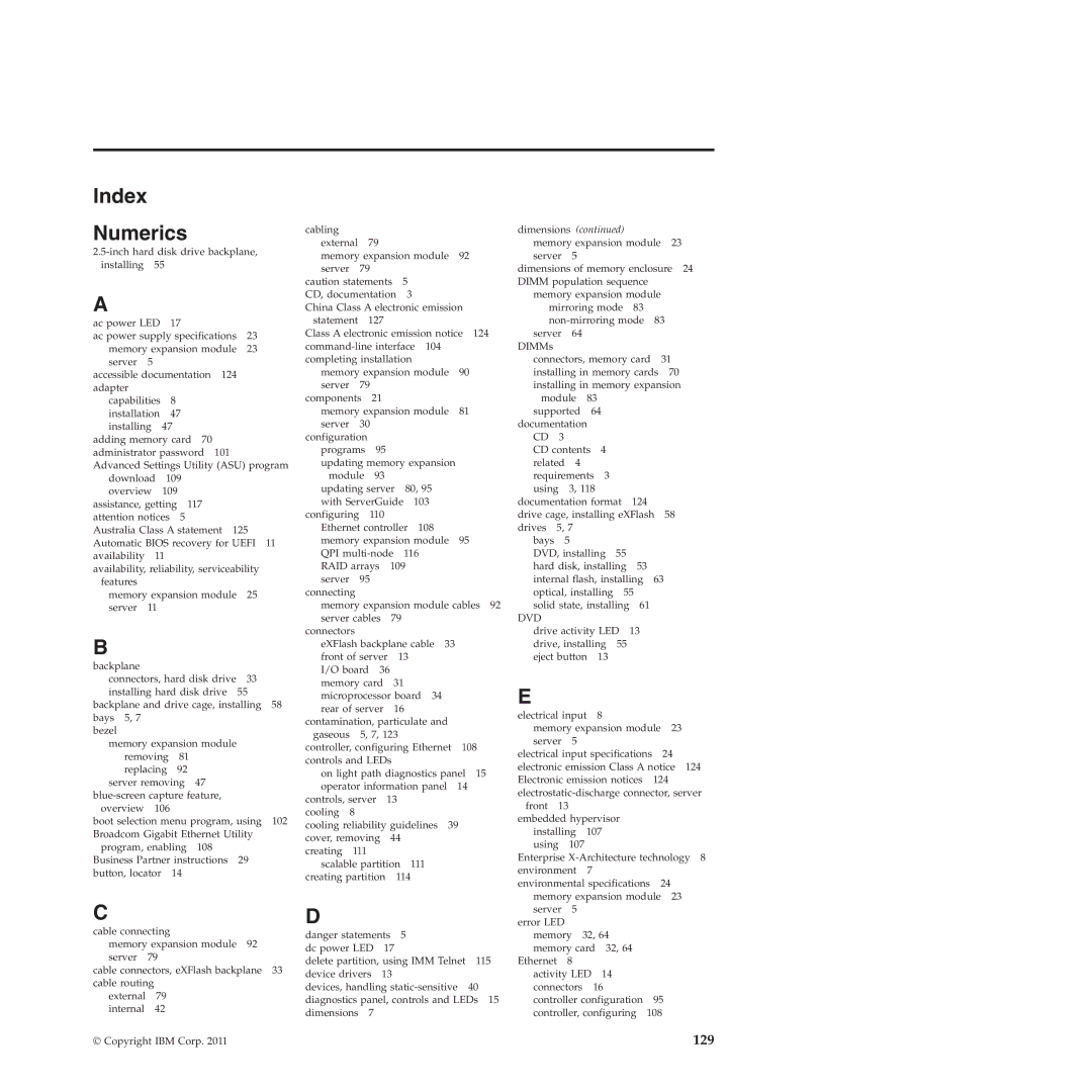 IBM 71453RU manual Index Numerics 