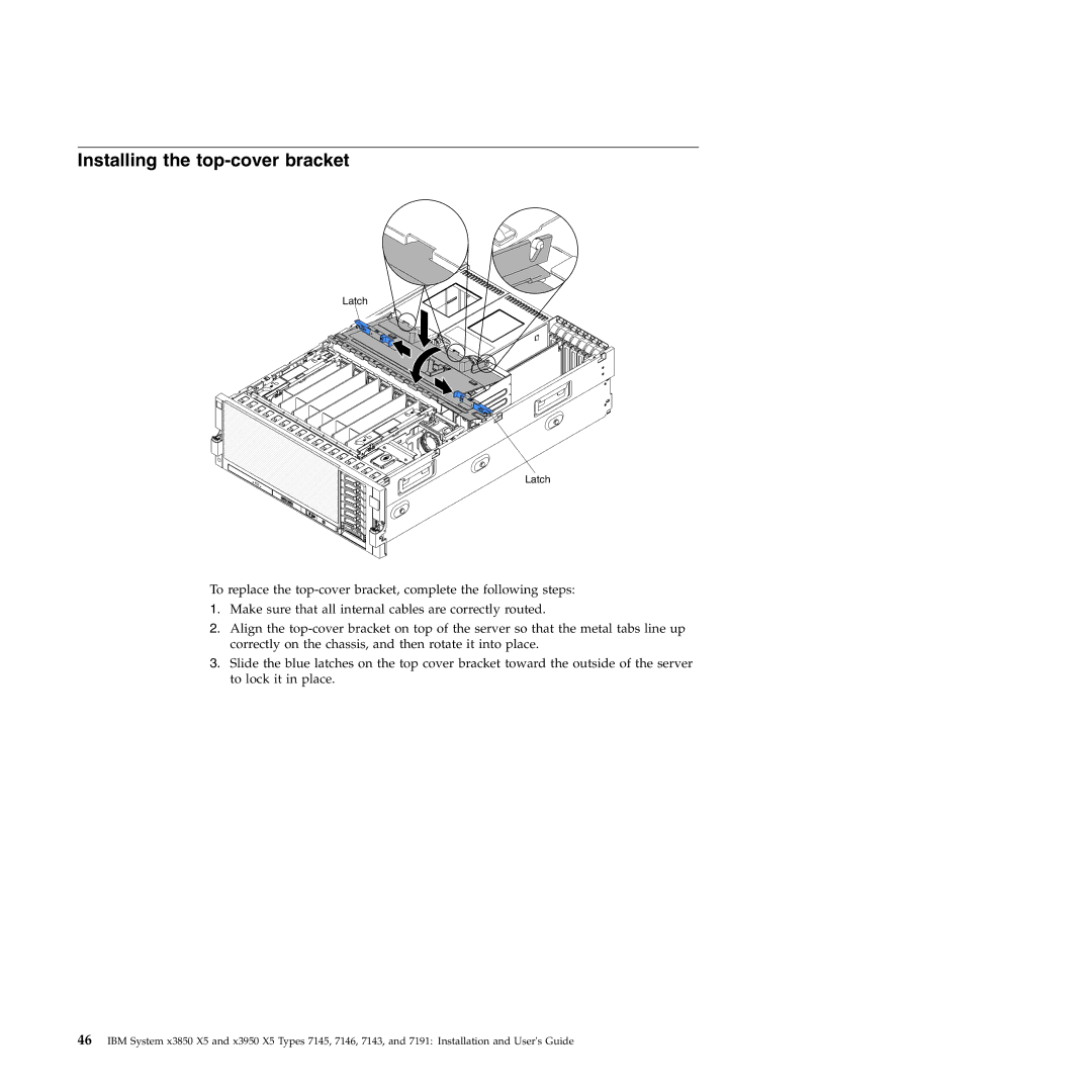 IBM 71453RU manual Installing the top-cover bracket 