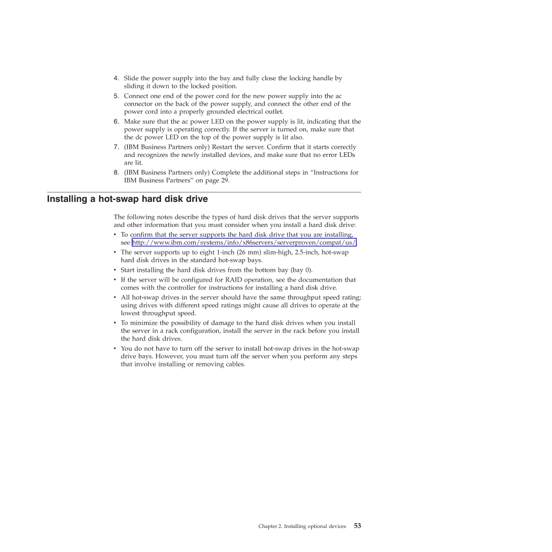 IBM 71453RU manual Installing a hot-swap hard disk drive 