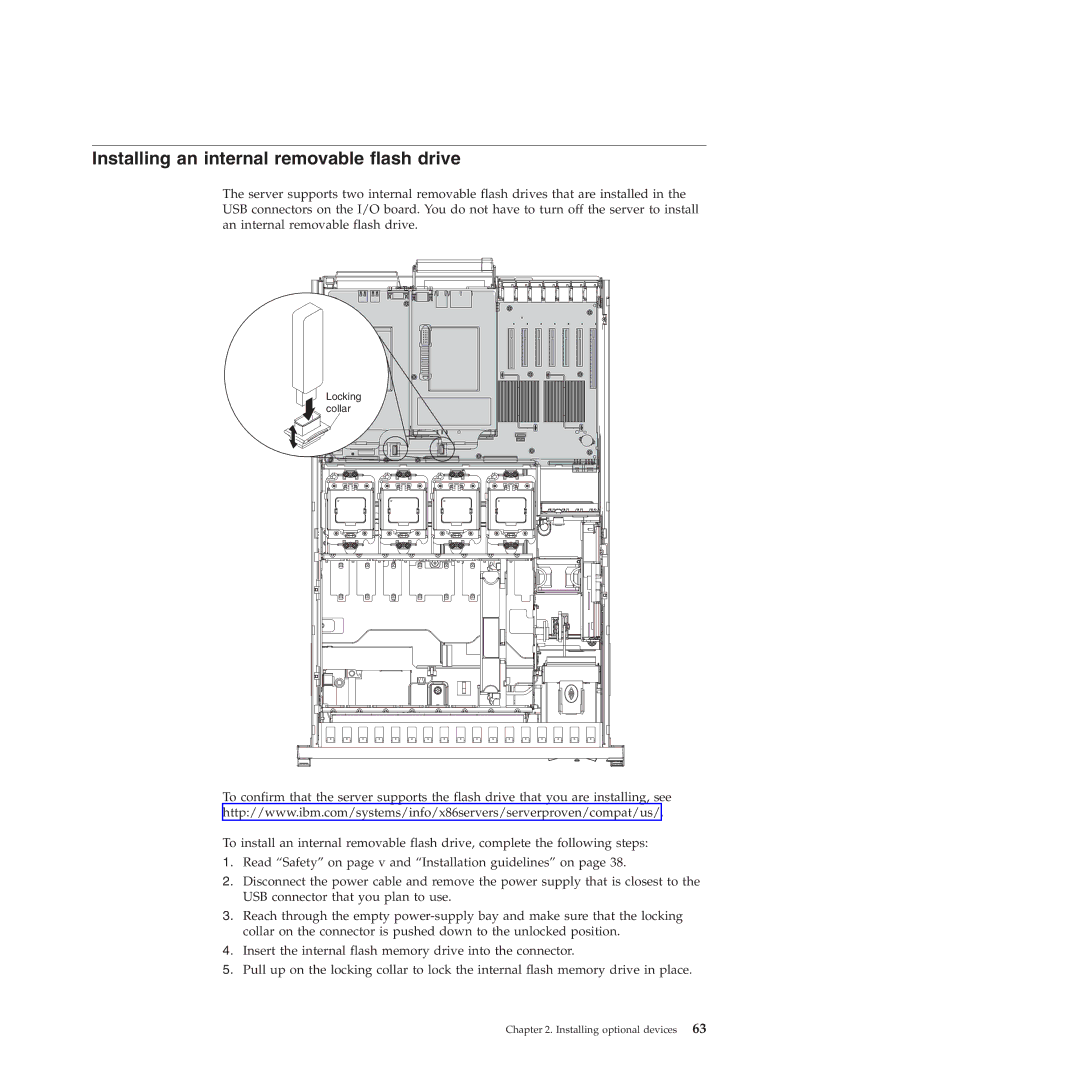 IBM 71453RU manual Installing an internal removable flash drive 