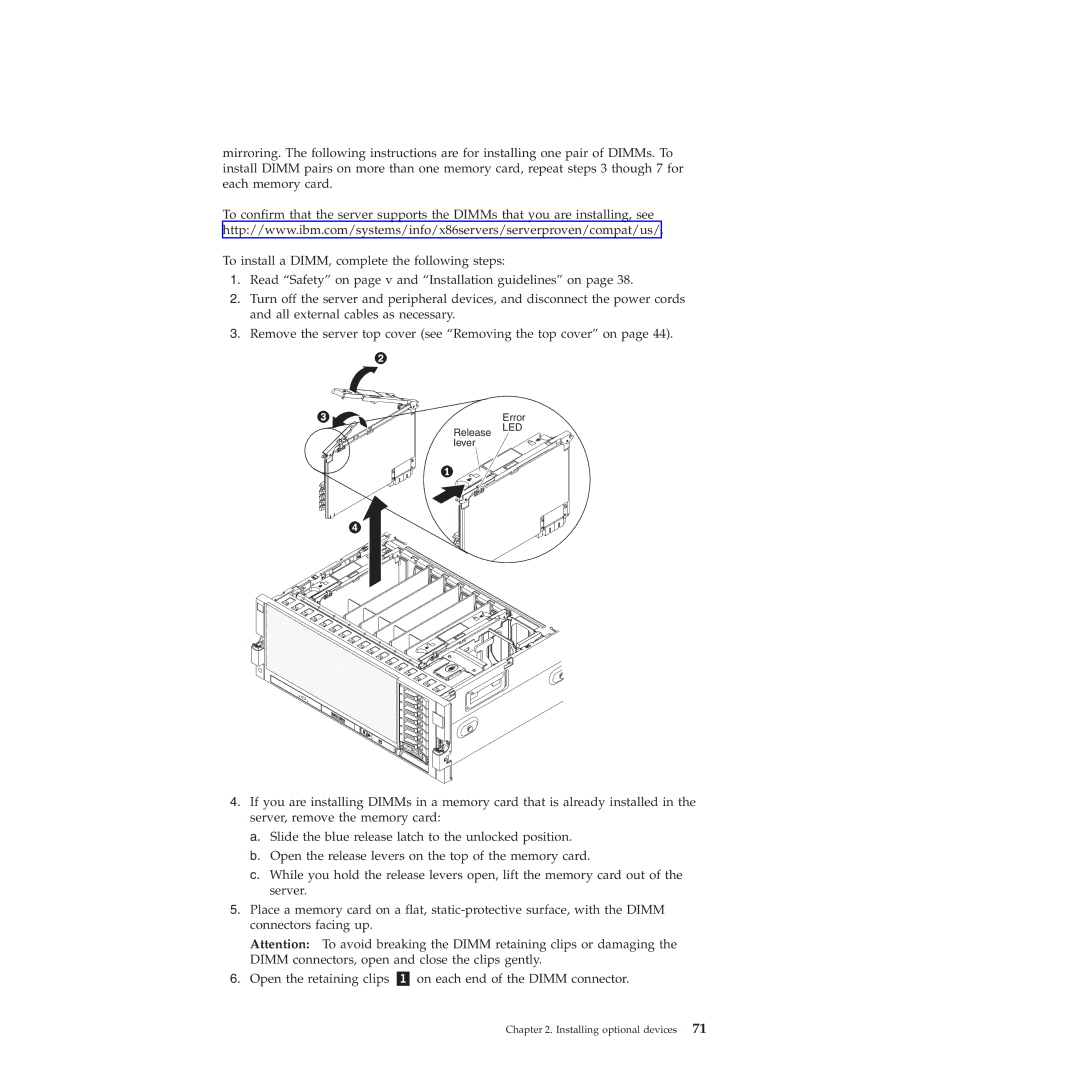 IBM 71453RU manual Release lever Error 