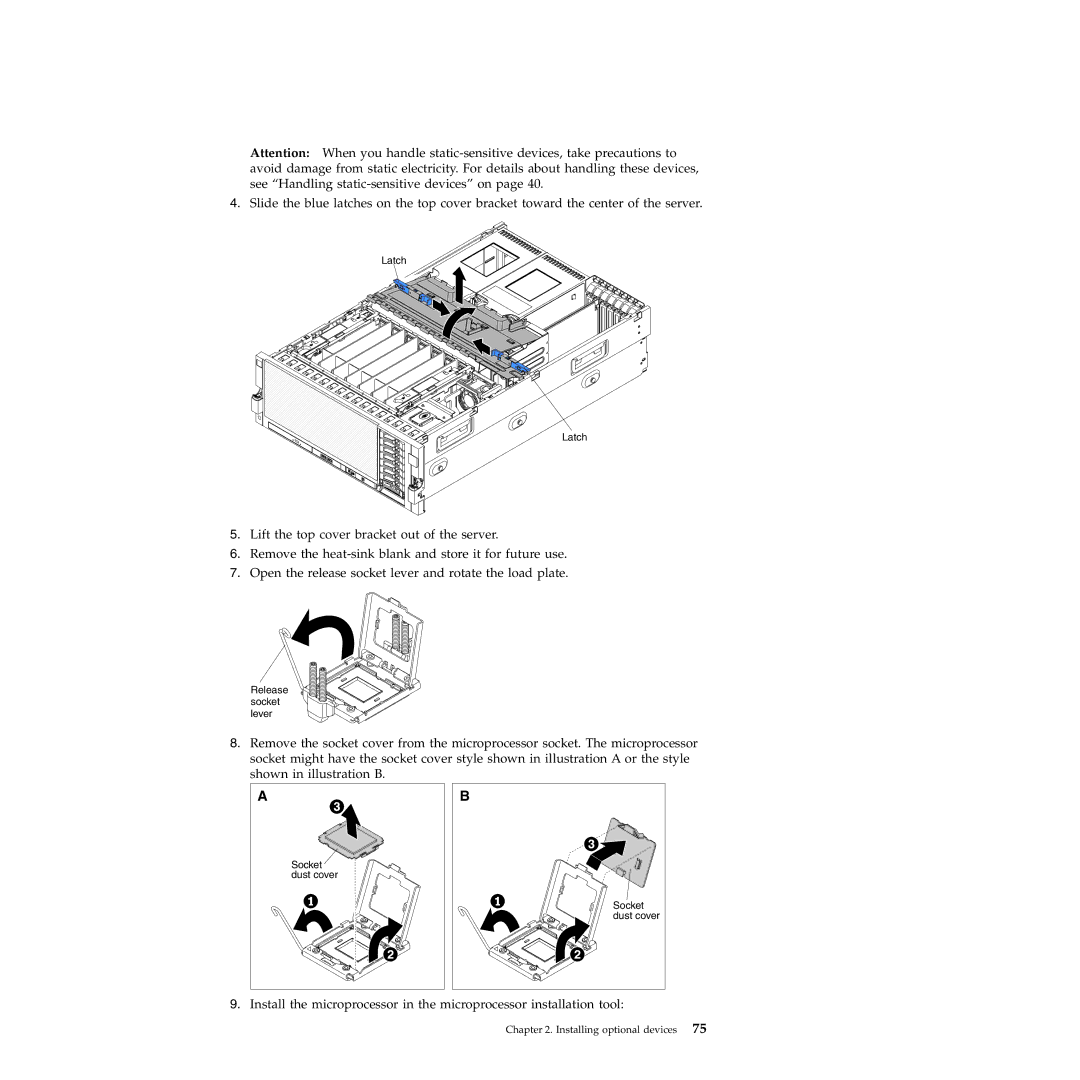 IBM 71453RU manual Release socket lever 