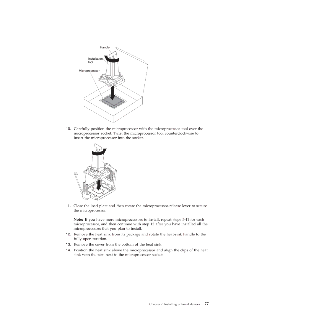 IBM 71453RU manual Handle Installation tool Microprocessor 