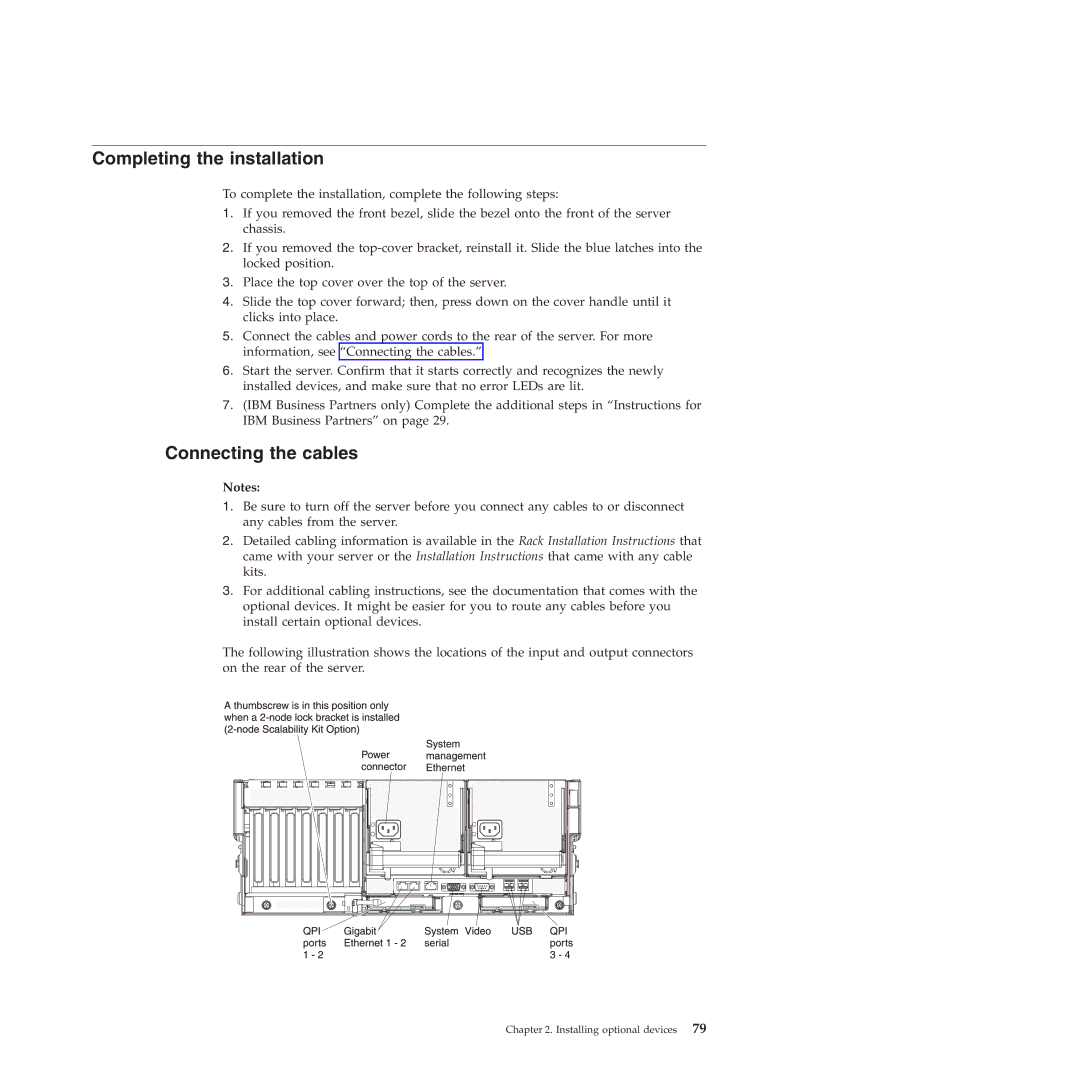 IBM 71453RU manual Completing the installation, Connecting the cables 