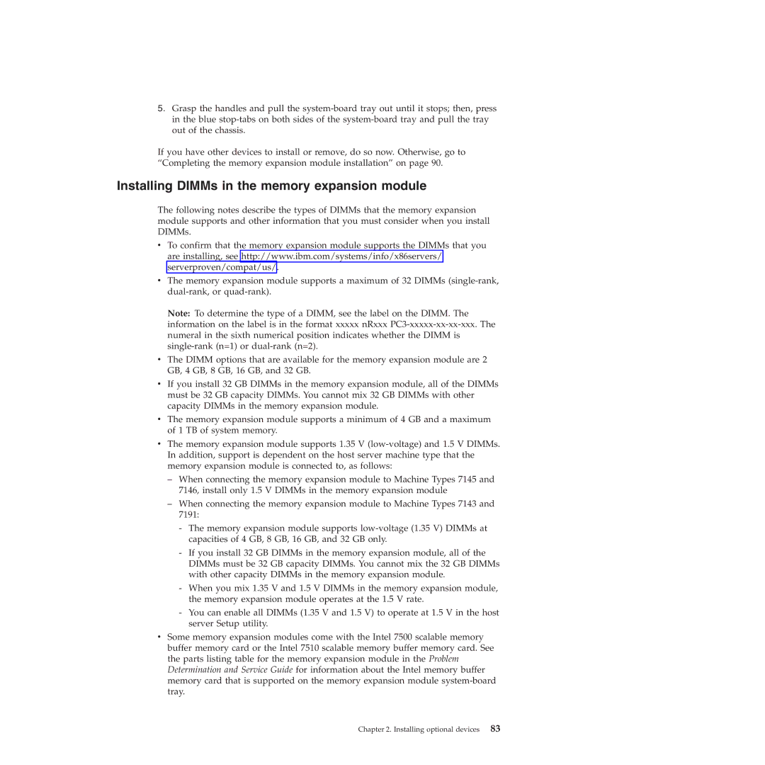 IBM 71453RU manual Installing DIMMs in the memory expansion module 