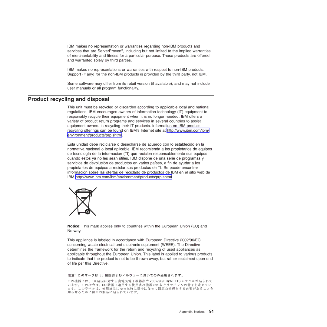 IBM 71455DU manual Product recycling and disposal 