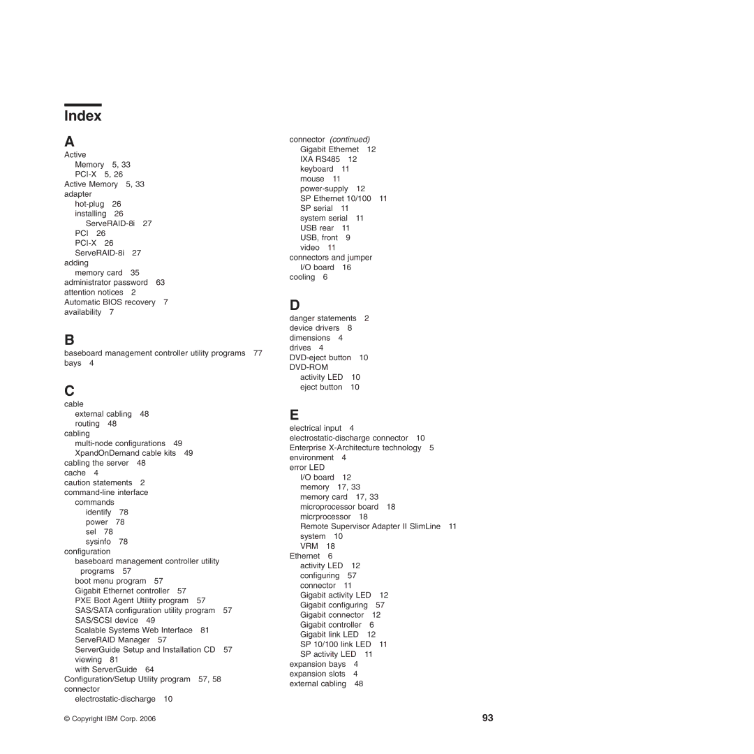 IBM 71455DU manual Index 