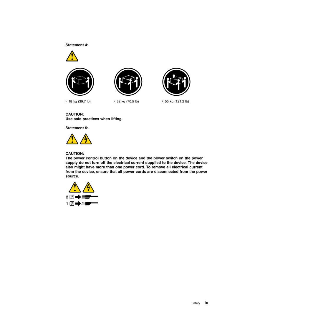 IBM 71455DU manual ≥ 18 kg 39.7 lb ≥ 32 kg 70.5 lb ≥ 55 kg 121.2 lb 