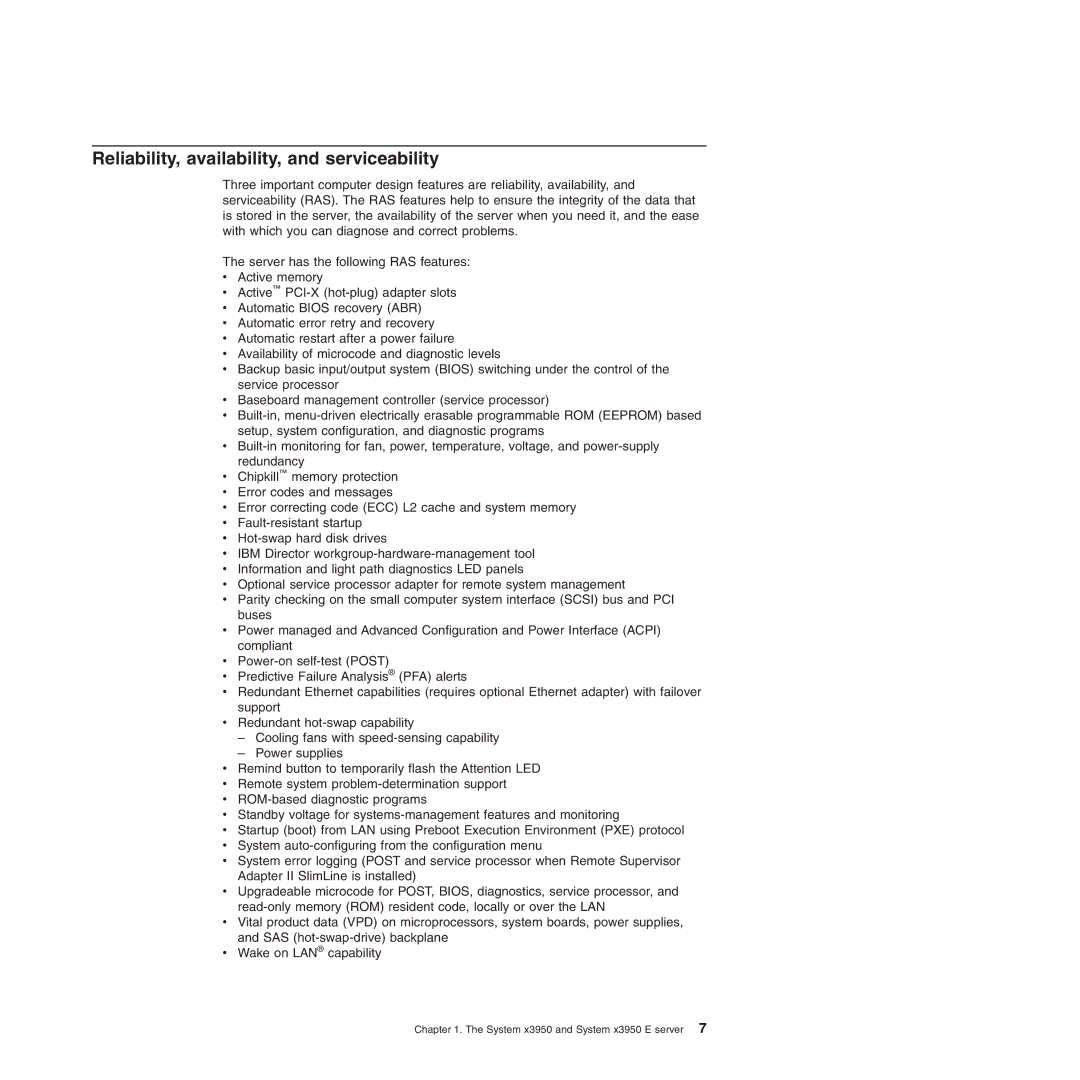 IBM 71455DU manual Reliability, availability, and serviceability 