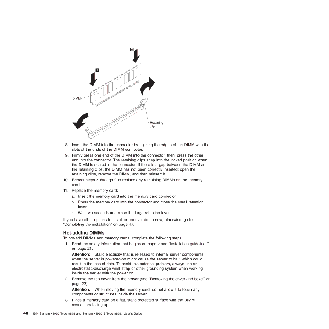 IBM 71455DU manual Hot-adding DIMMs 