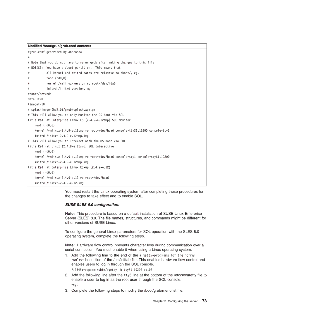 IBM 71455DU manual Suse Sles 8.0 configuration 