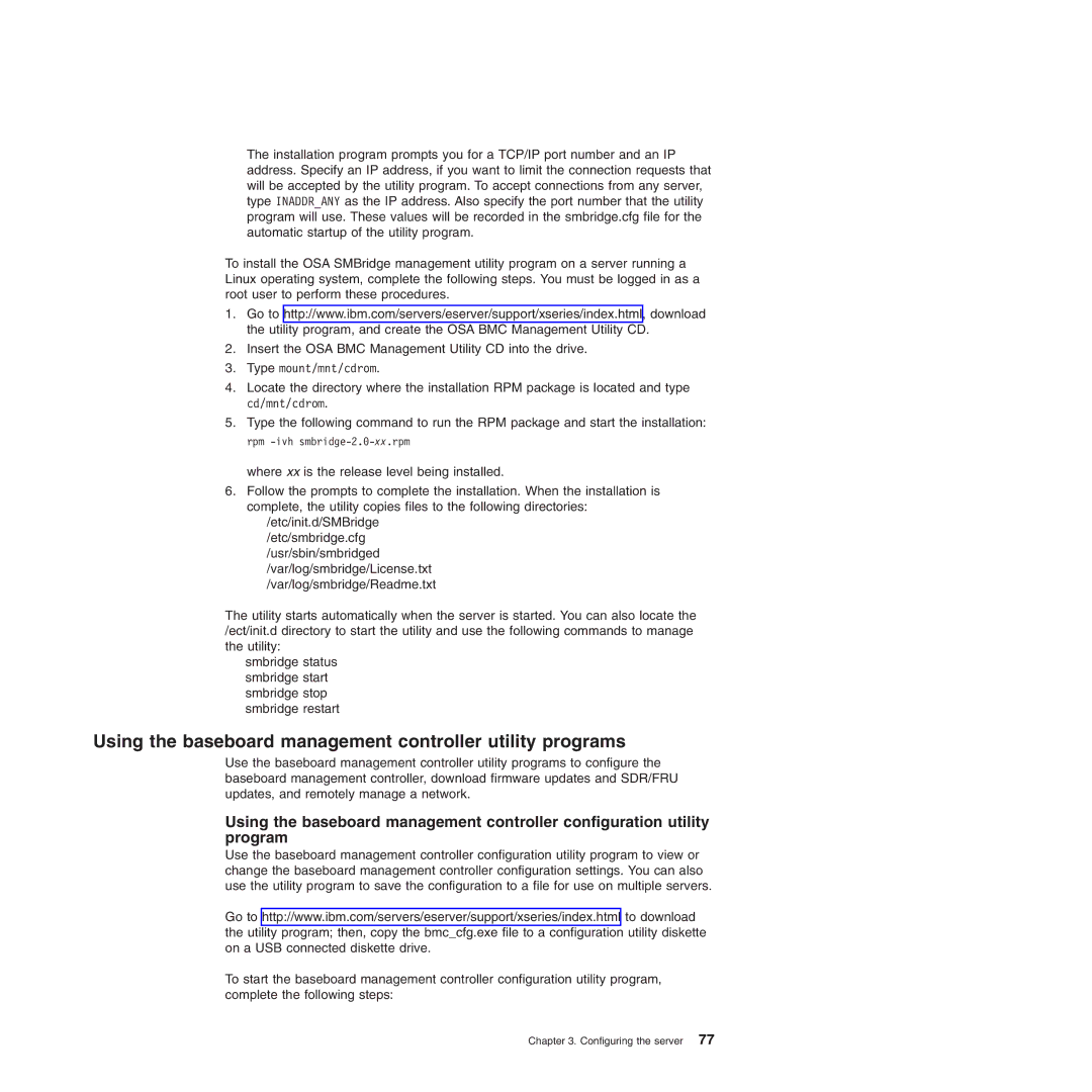 IBM 71455DU manual Using the baseboard management controller utility programs 