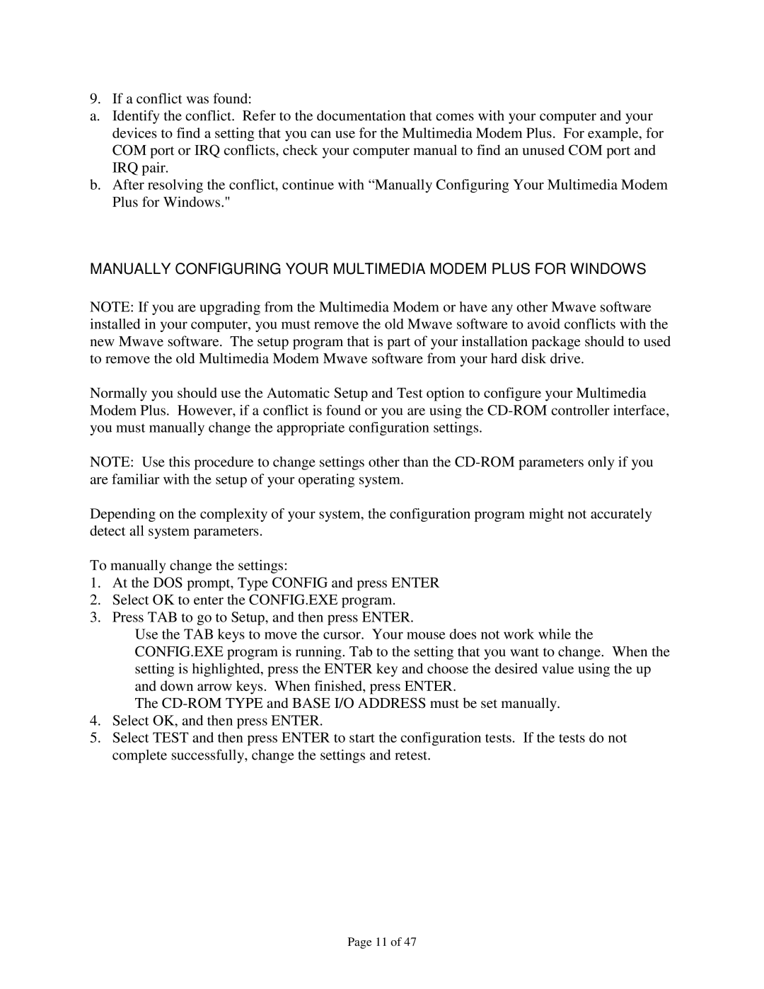 IBM 715 P/N - 13H6715 manual Manually Configuring Your Multimedia Modem Plus for Windows 