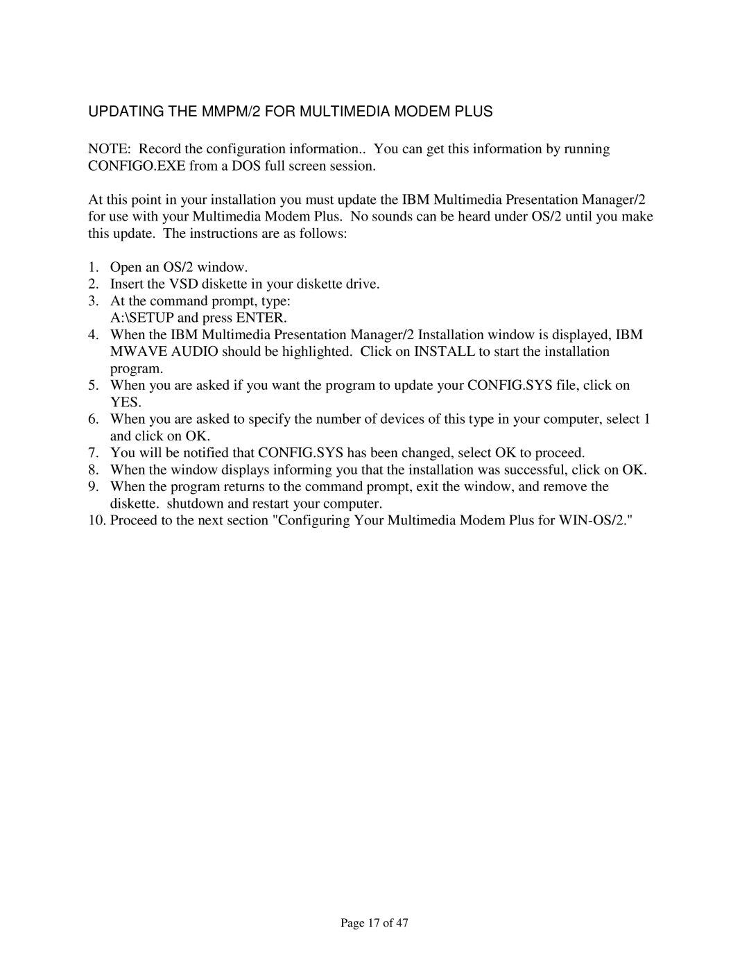 IBM 715 P/N - 13H6715 manual Updating the MMPM/2 for Multimedia Modem Plus 