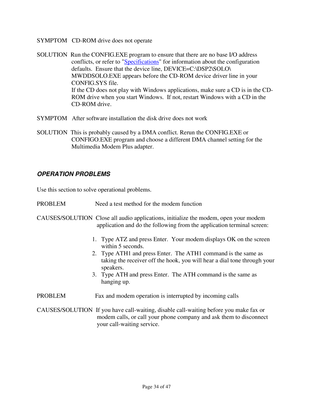 IBM 715 P/N - 13H6715 manual Operation Problems 