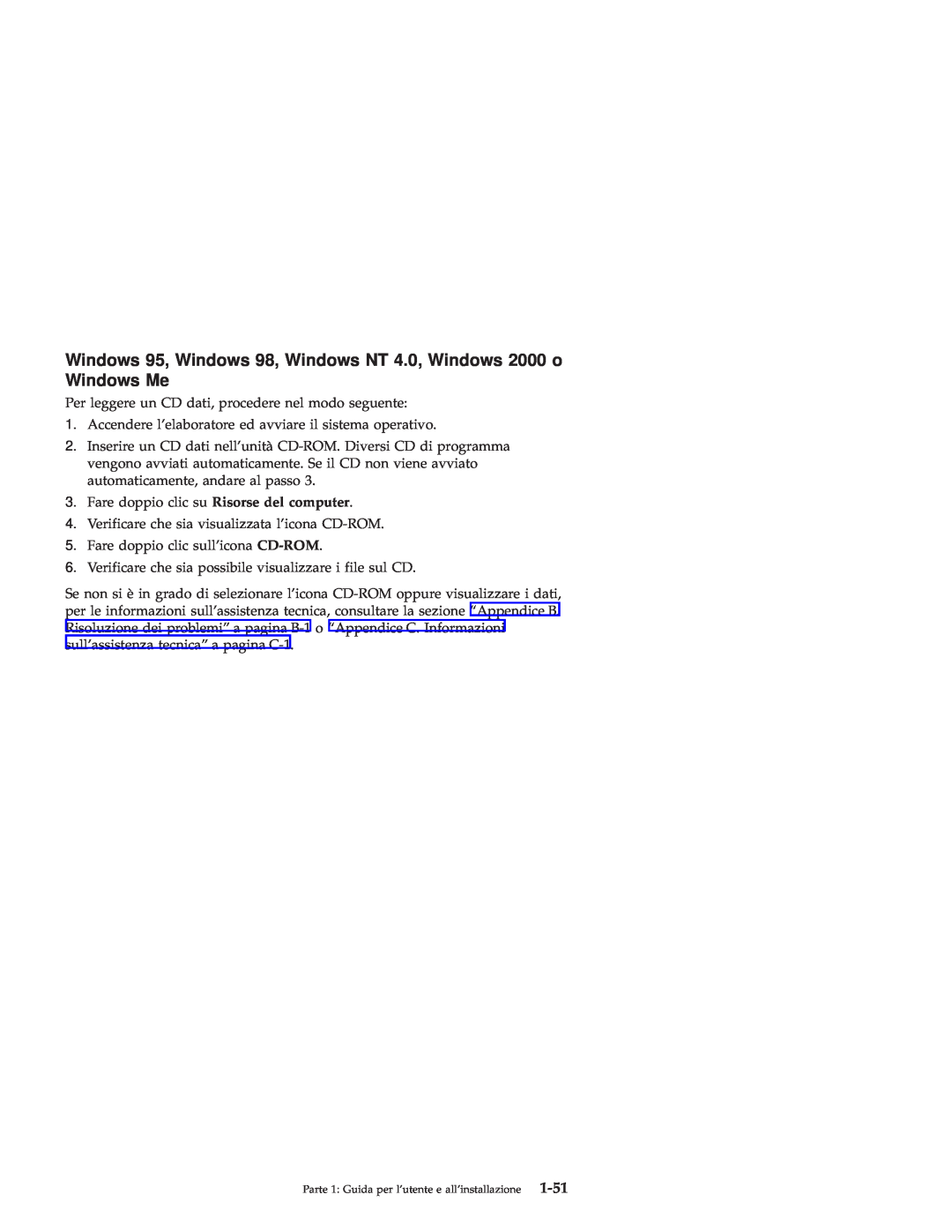 IBM 71P7279 manual 1-51, Windows 95, Windows 98, Windows NT 4.0, Windows 2000 o Windows Me 