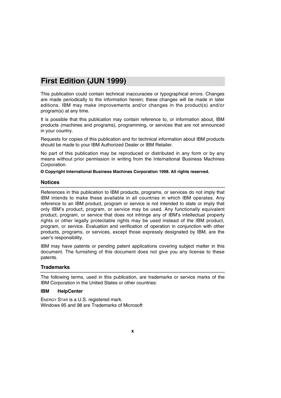 IBM 9483, 72H9623, T56A system manual First Edition JUN, Trademarks, IBM HelpCenter 