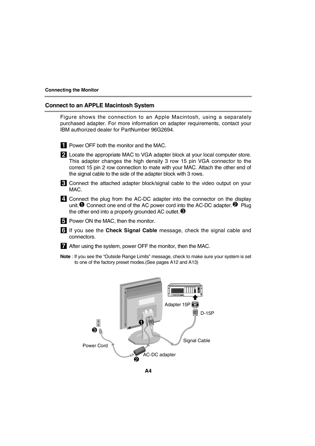 IBM T56A, 72H9623, 9483 system manual Connect to an Apple Macintosh System 