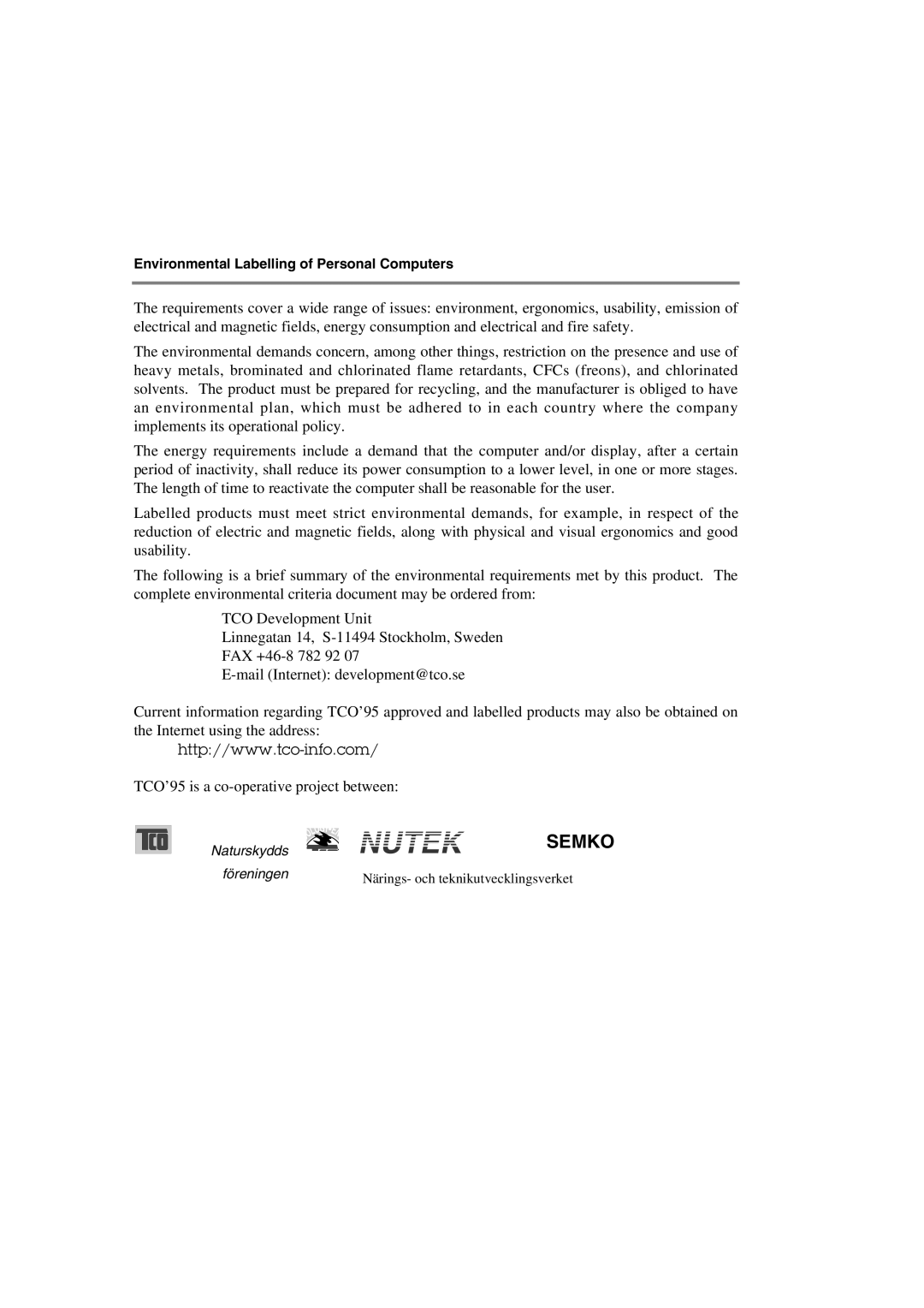 IBM T56A, 72H9623, 9483 system manual Environmental Labelling of Personal Computers 