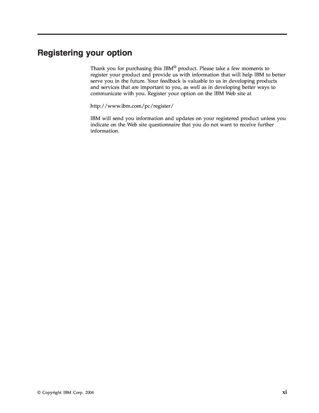 IBM 73P3292 manual Registering your option 
