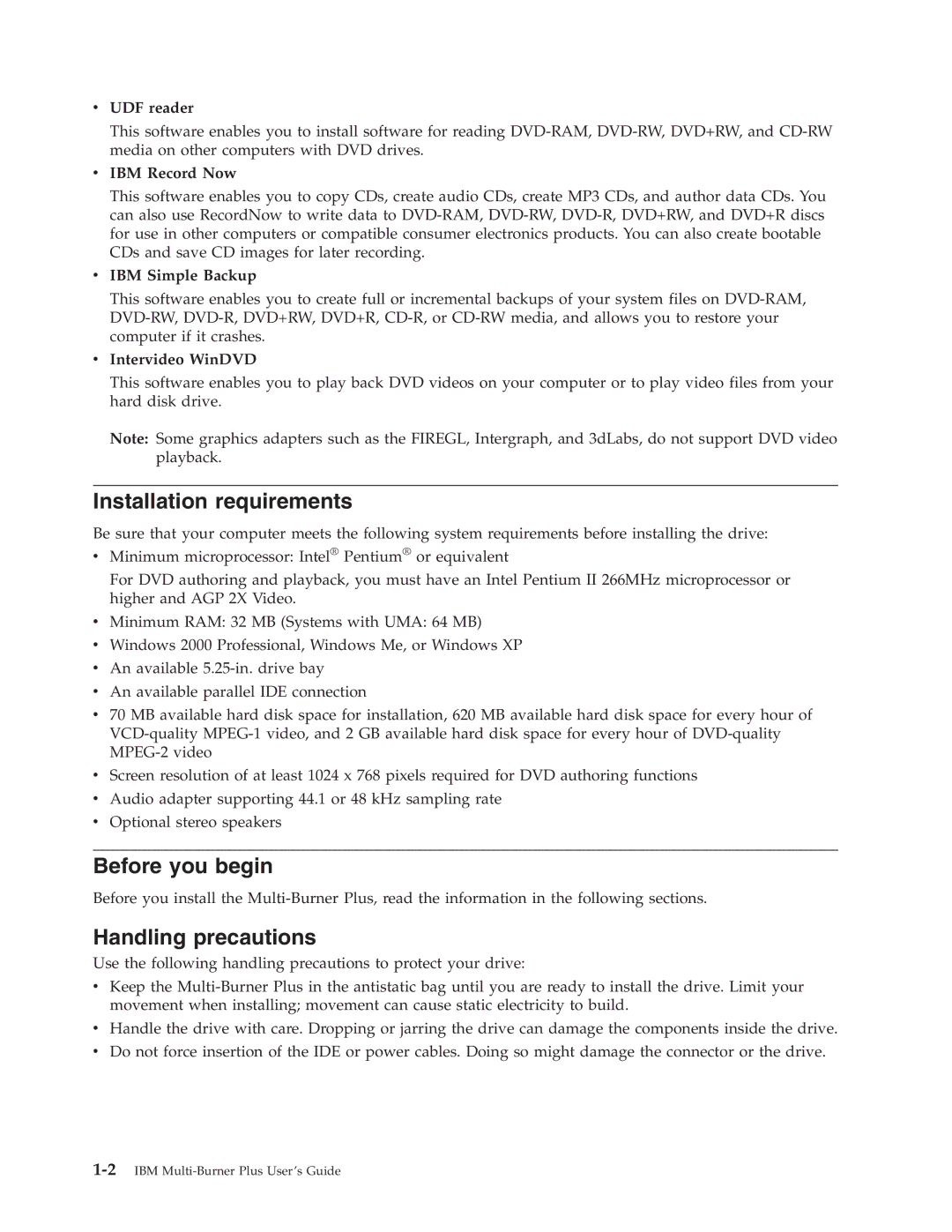 IBM 73P3309 manual Installation requirements, Before you begin, Handling precautions 