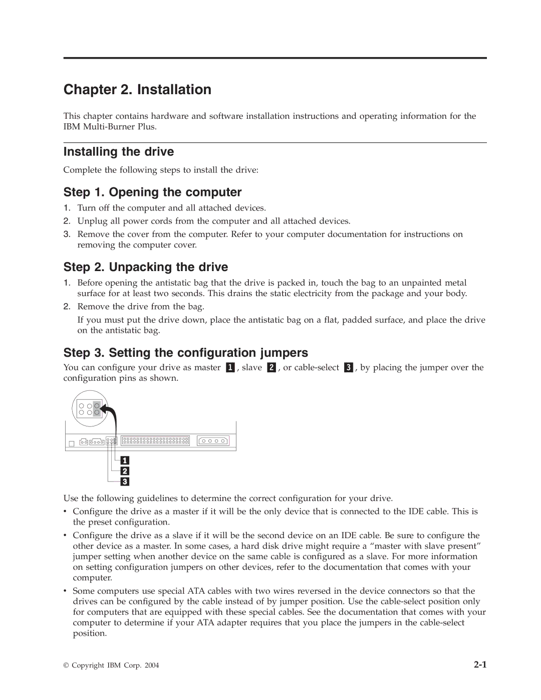 IBM 73P3309 manual Installation, Installing the drive, Opening the computer, Unpacking the drive 