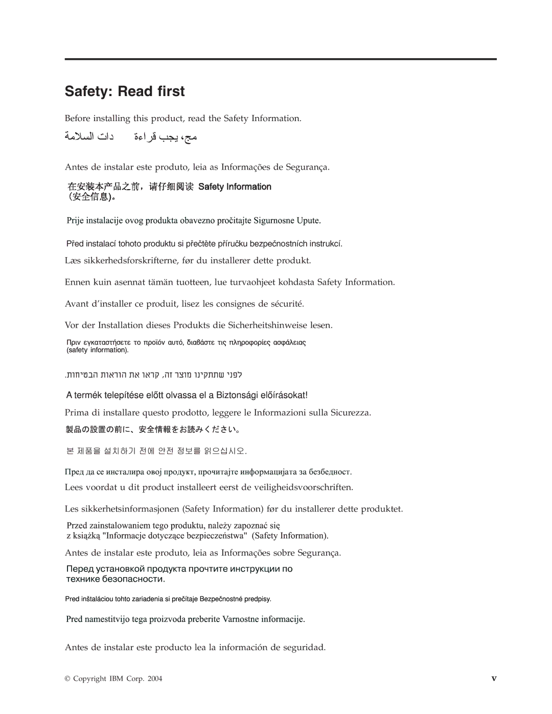 IBM 73P3309 manual Safety Read first 