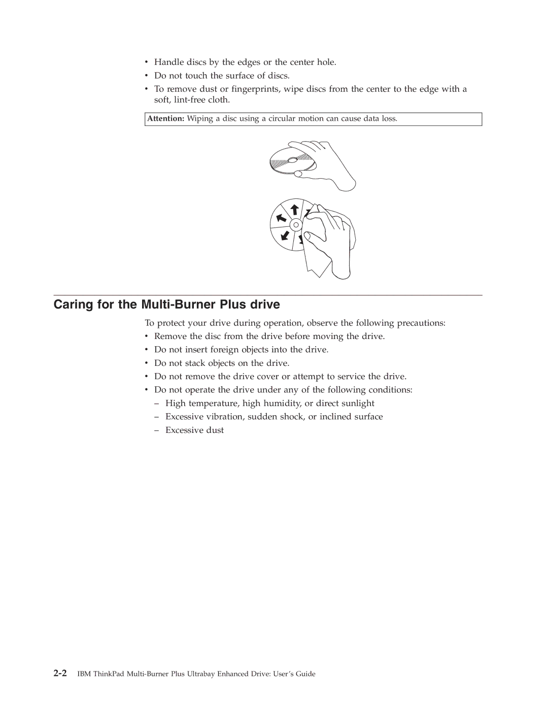 IBM 73P3315 manual Caring for the Multi-Burner Plus drive 