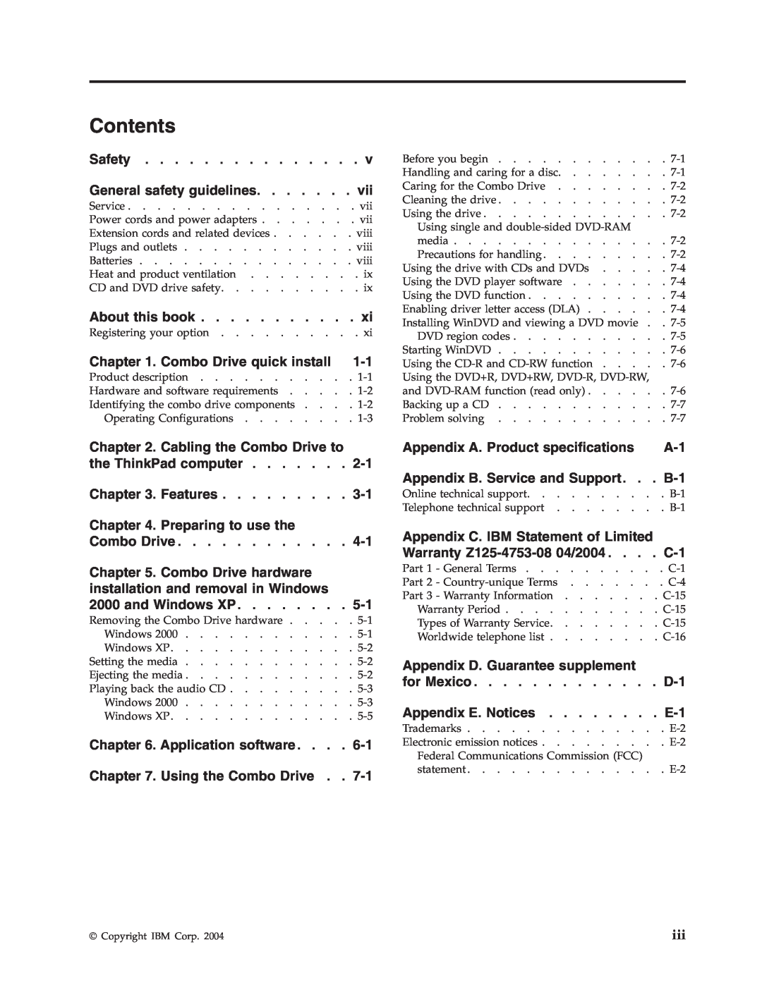 IBM 73P4518 manual Contents 