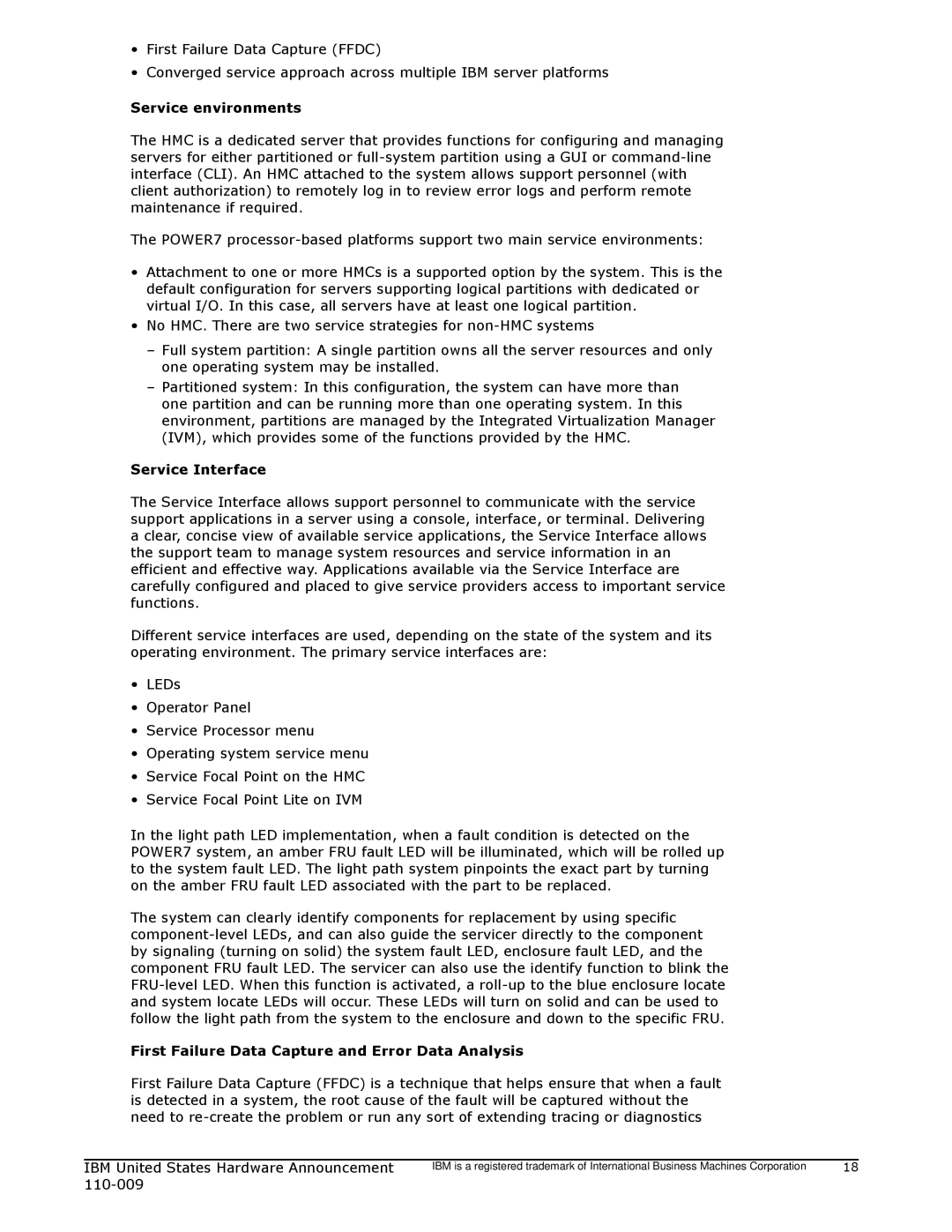 IBM 750 manual Service Interface, First Failure Data Capture and Error Data Analysis 