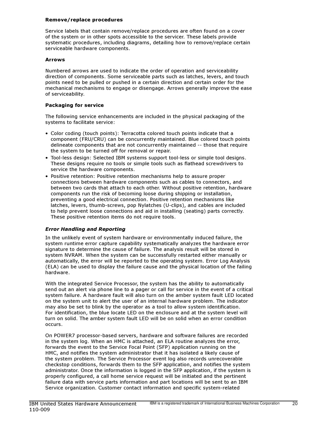 IBM 750 manual Error Handling and Reporting 