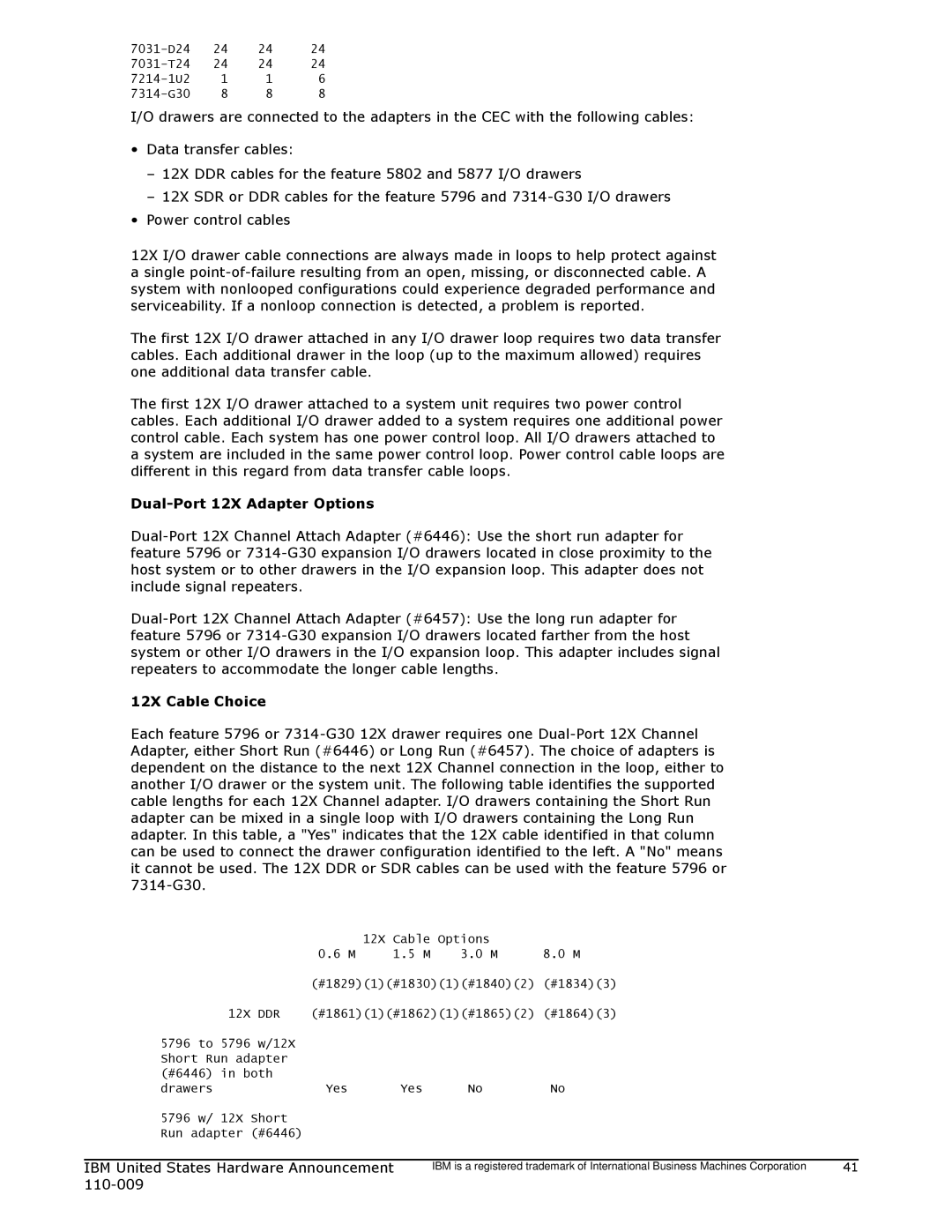 IBM 750 manual 12X Cable Choice, Ddr 