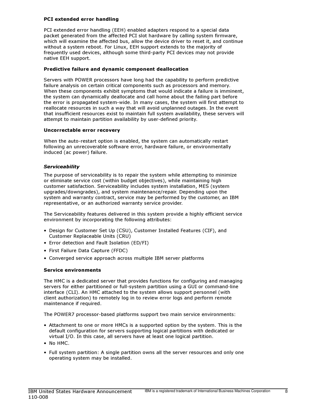 IBM 755 manual Serviceability 