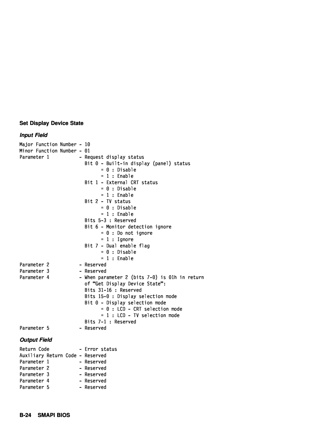 IBM 770 manual Set Display Device State, B-24, Input Field, Output Field 