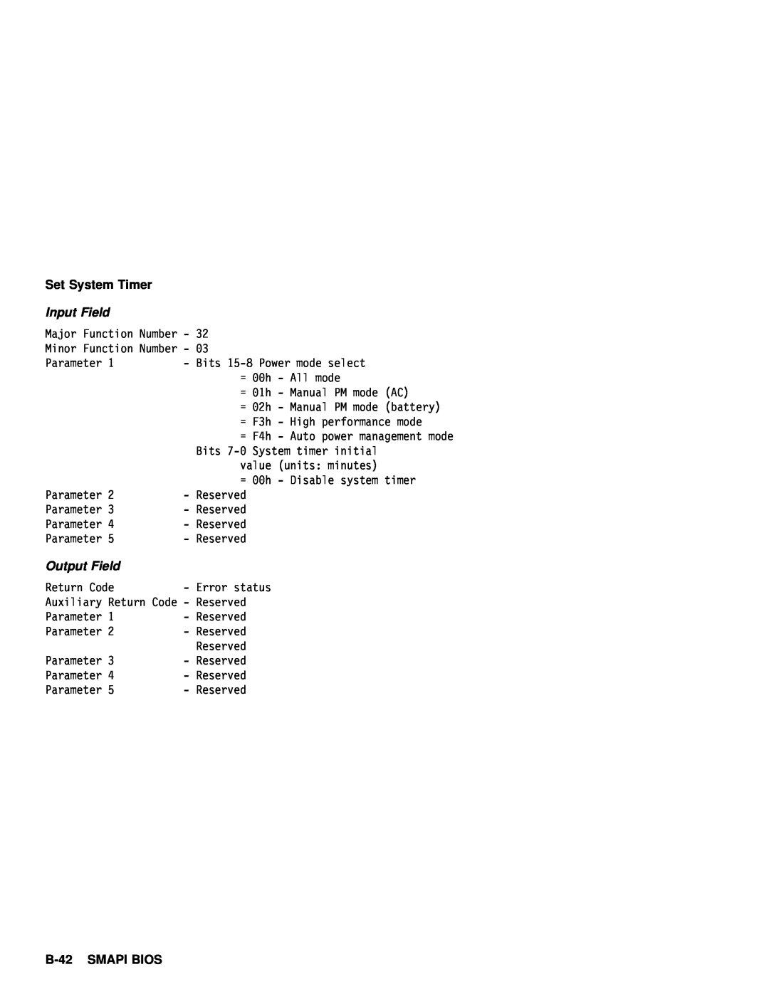 IBM 770 manual Set System Timer, B-42, Input Field, Output Field 