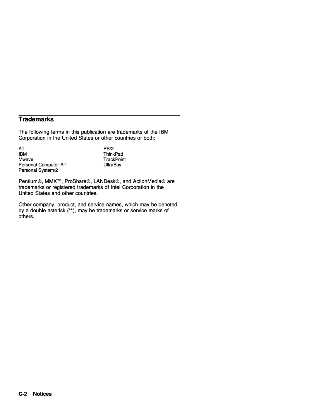 IBM 770 manual Trademarks, C-2 Notices 