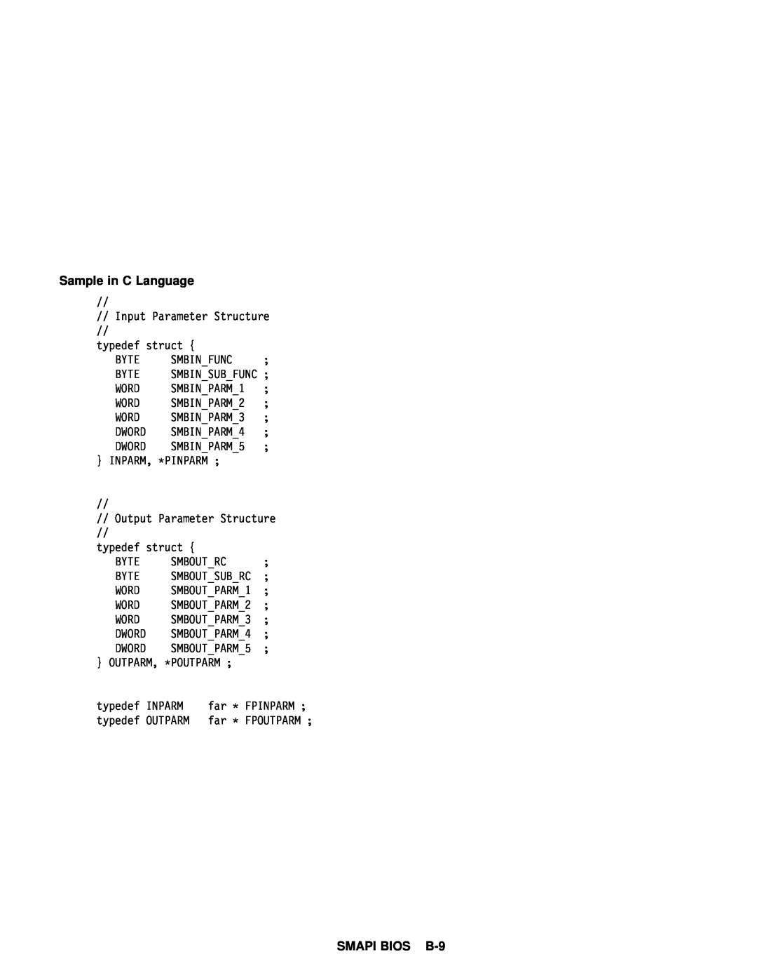 IBM 770 manual Sample in C Language, SMAPI BIOS B-9 